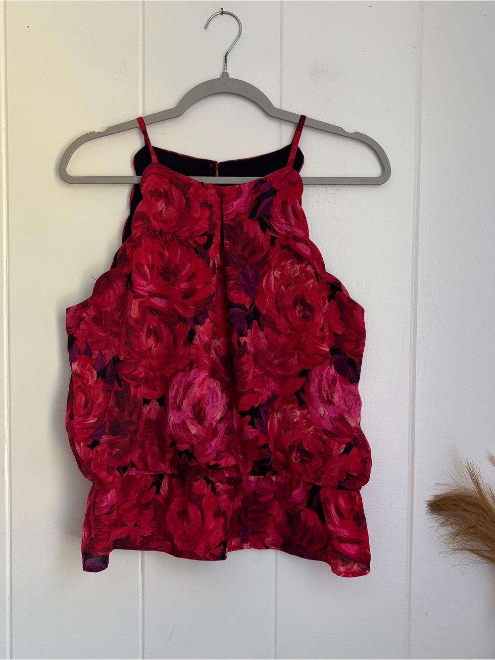 BCX Floral Halter Camisole in Red and Pink